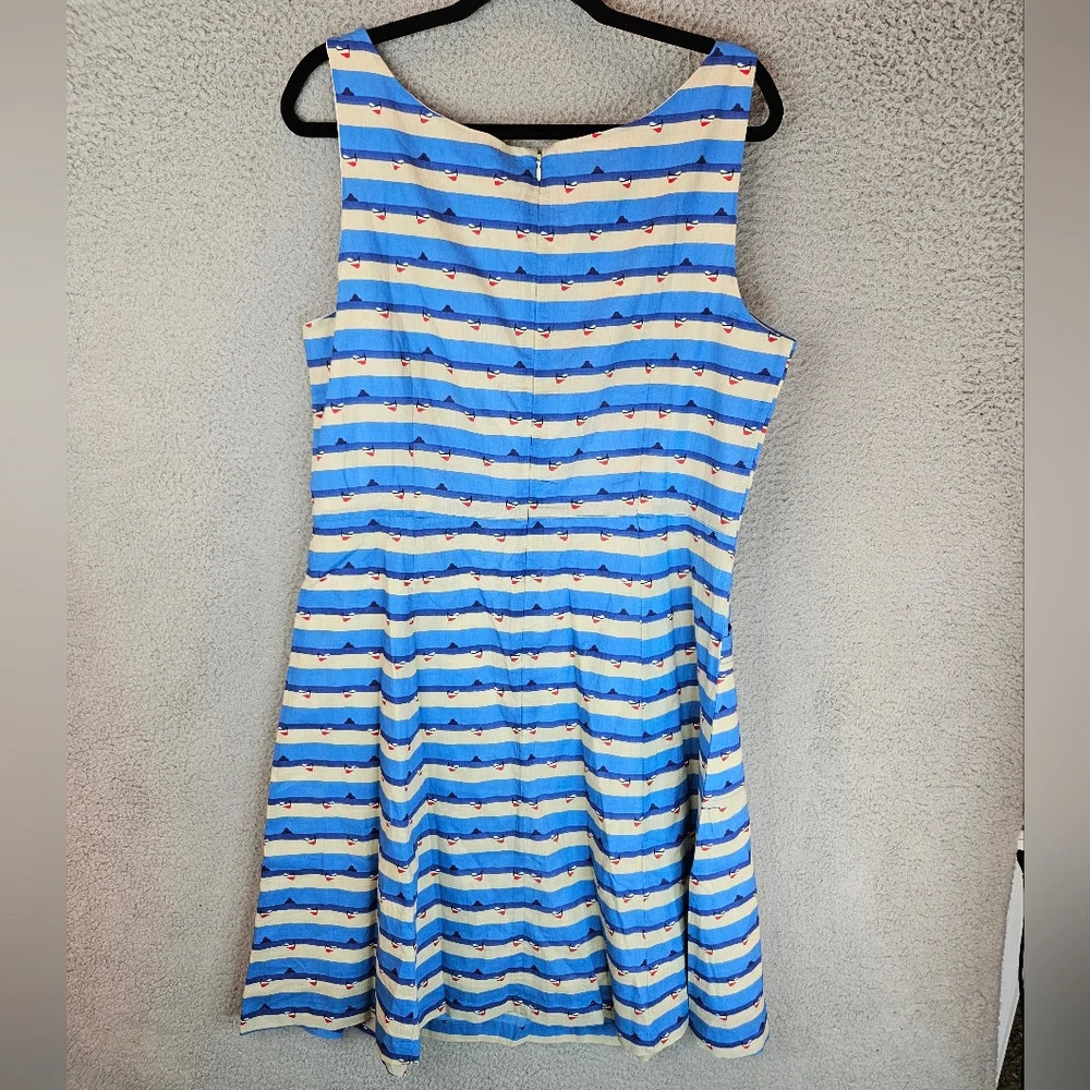 Pretty Vacant Dress Sz XL Nautical Print All Cotton Lined Lightweight Womens - Picture 7 of 13